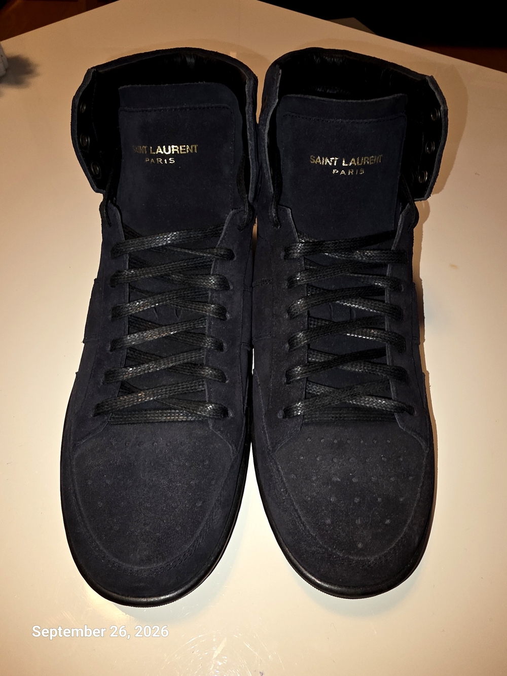 Saint Laurent Men’s High-Top Suede Sneakers in Black